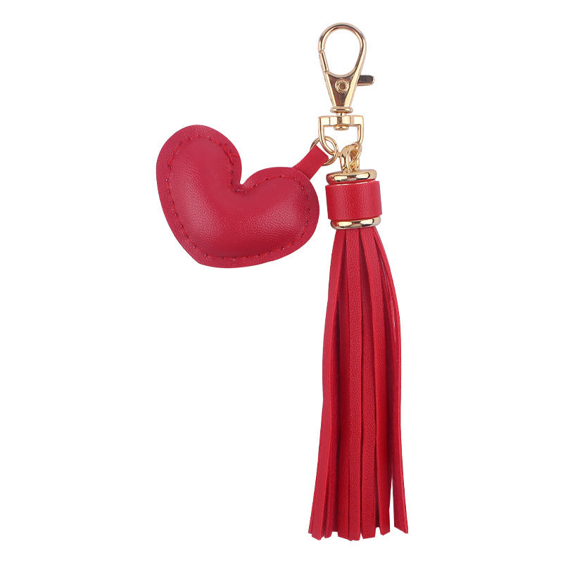 Wholesale Heart Leather Tassel Keychain